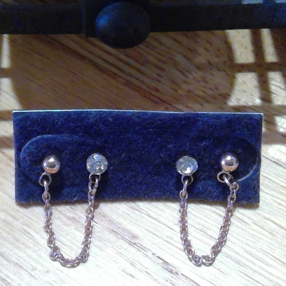 Bronze Dangling Drop Chain Earrings for Double Piercings